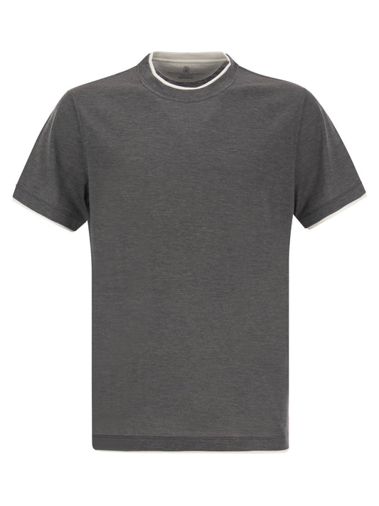 Brunello Cucinelli Men Silk And Cotton T-Shirt