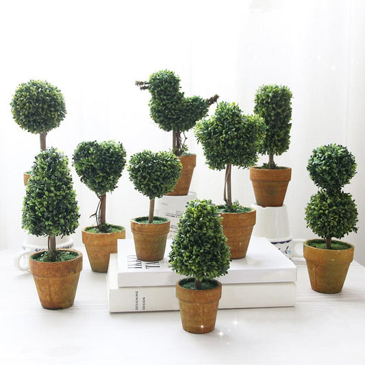 Artificial 1 Pc Heart Star Round Potted Decor  Bonsai  Ornament Home Garden Wedding Party Decor Home Decoration