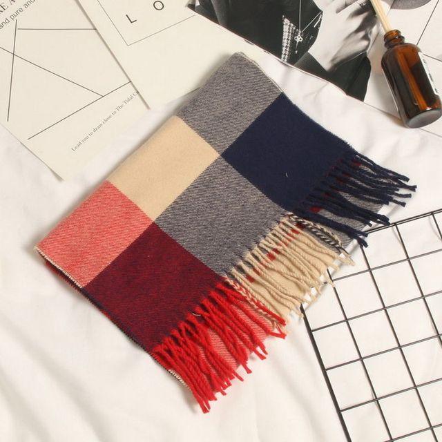 Autumn Winter Luxury Soft Men's Plaid Lightweight Scarf Elegant Thicken Wrap Shawl Ladies Lightweight Escharpe Soft Wool Elegant Neckwear Cashmere Scarf Long Thick Warm Unisex For Women Men