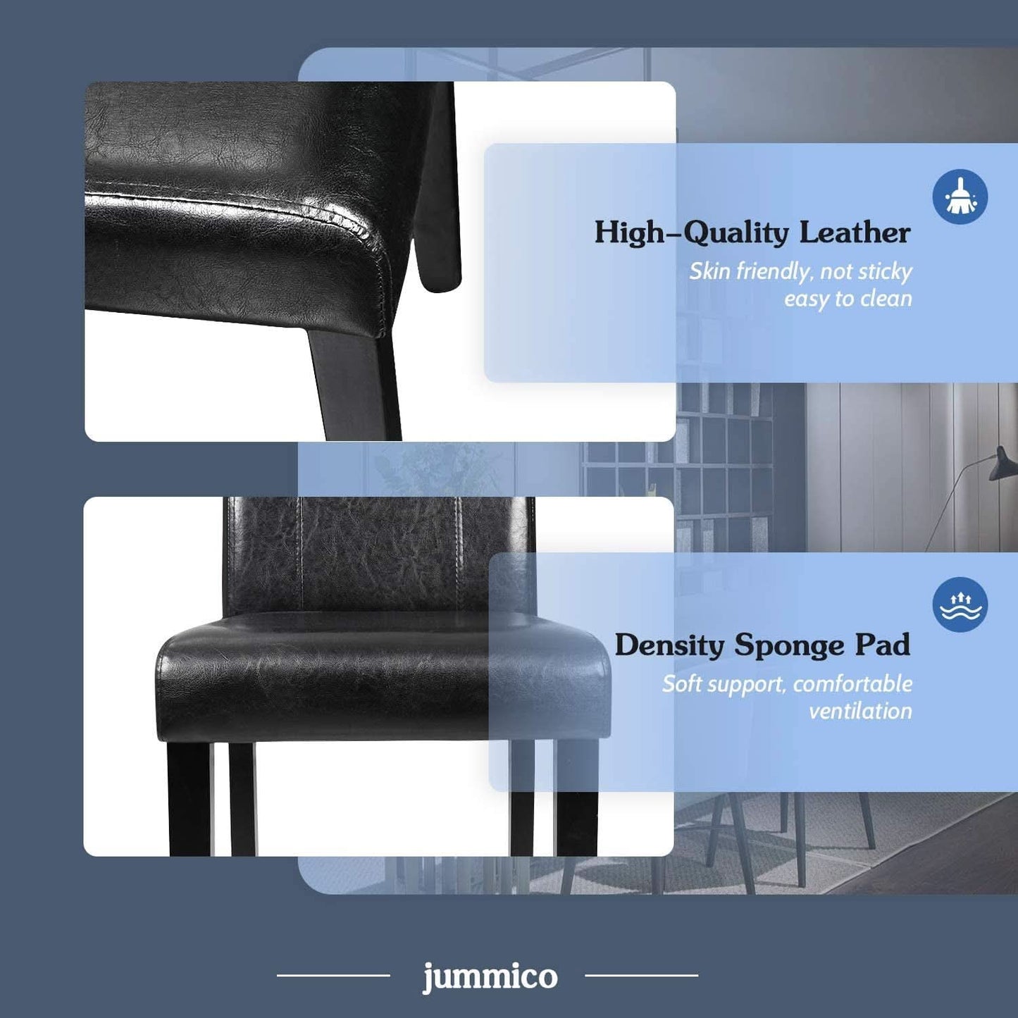 PU Leather Dining Chairs Black Set of 4 Modern Comfort