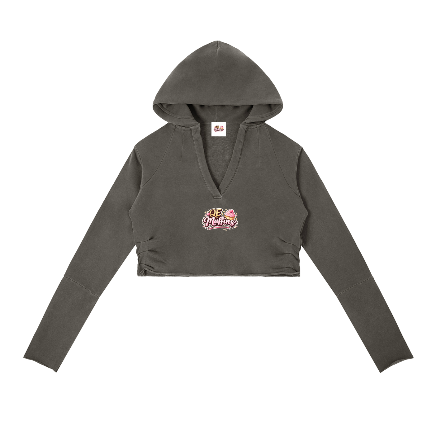 QE Muffins Vintage Washed Raw Edge Hoodie