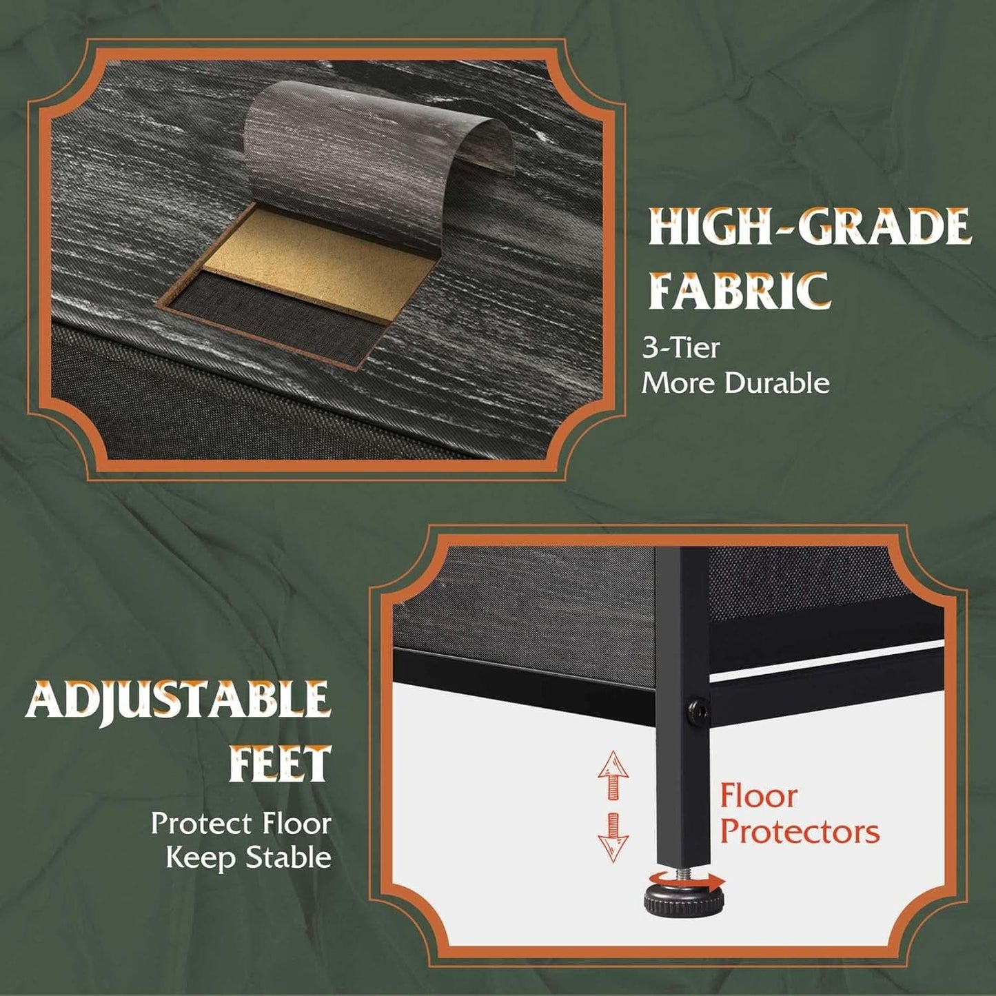 Charcoal Black Wood Grain Dresser With 5 Drawers And Fabric Bins