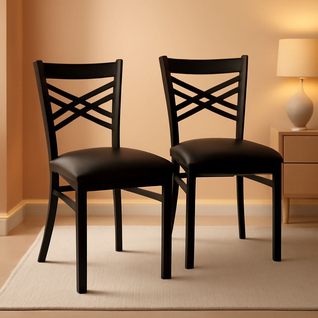 Hercules Series X Back Metal Armless Dining Chairs Black