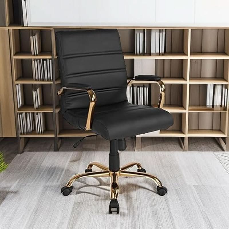 LeatherSoft Mid-Back Office Chair With Adjustable Height