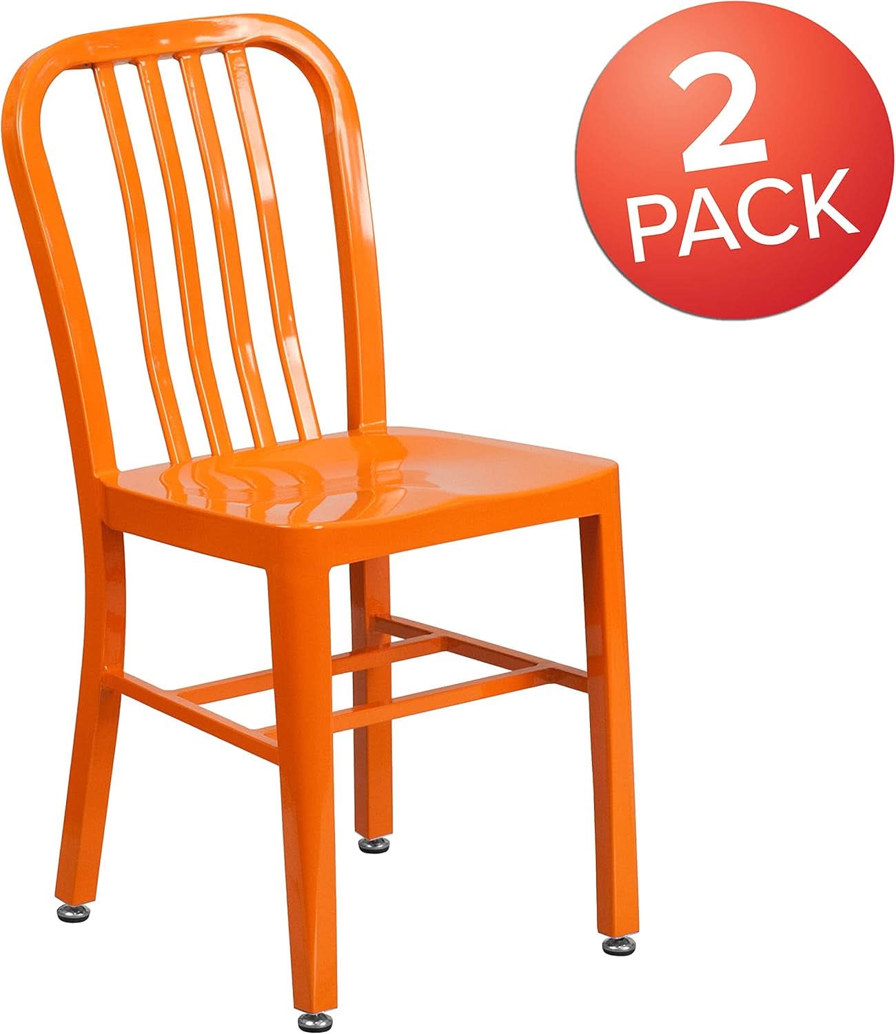Orange Metal Indoor Outdoor Chair 2 Pack Commercial Grade