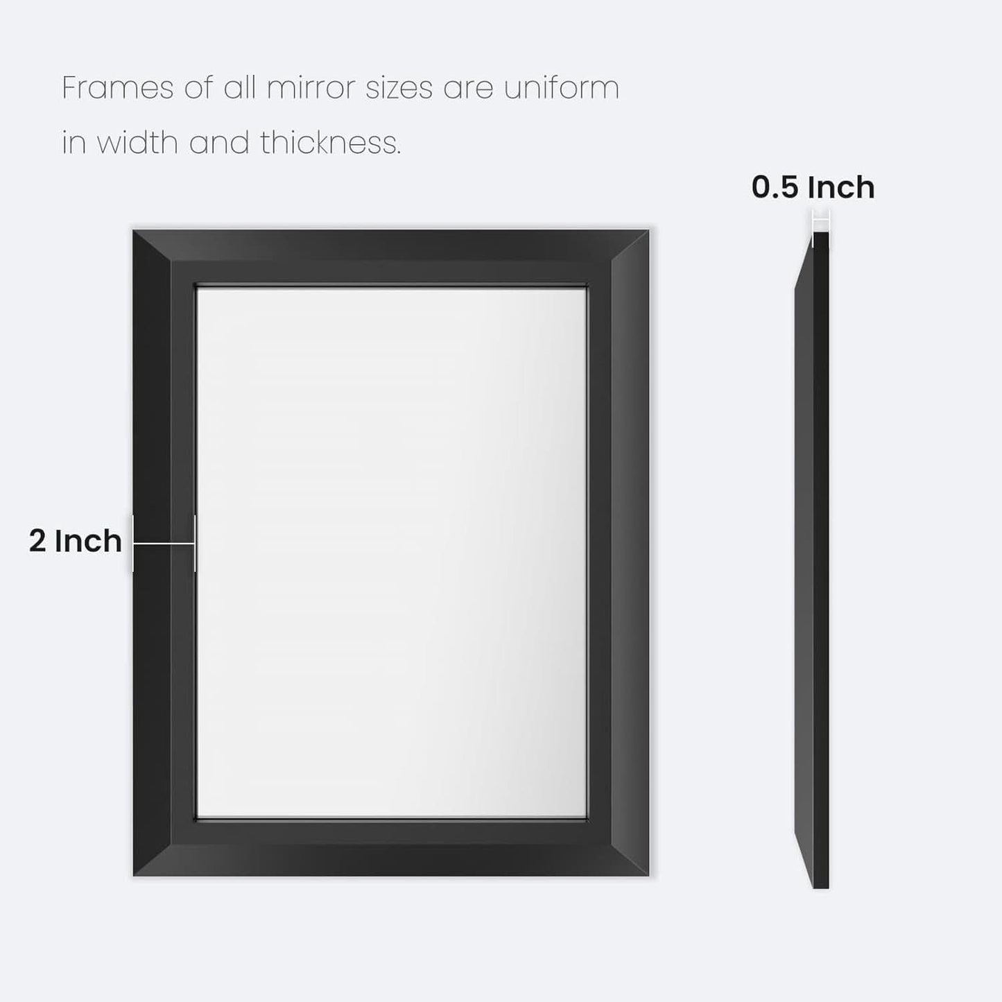 Black Bathroom Mirror 48 By 35 Inch Metal Framed Wall Mirror