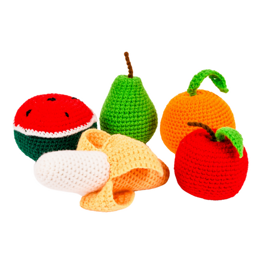 Nesta Toys Crochet Fruit Toys, Pretend Play Plush Toys for Kids, Stuffed Toys for Babies (5 Pcs)