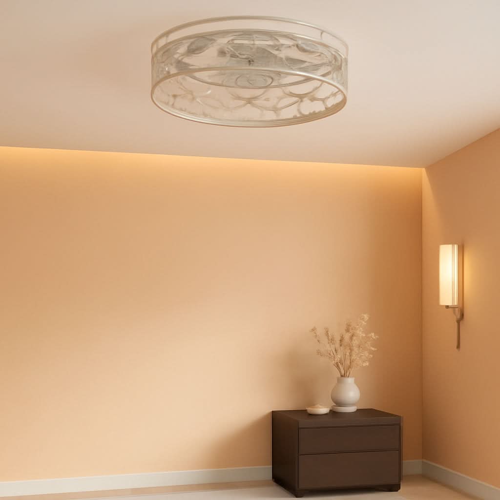 White And Gold Caged Ceiling Fan With Remote Light Fixture