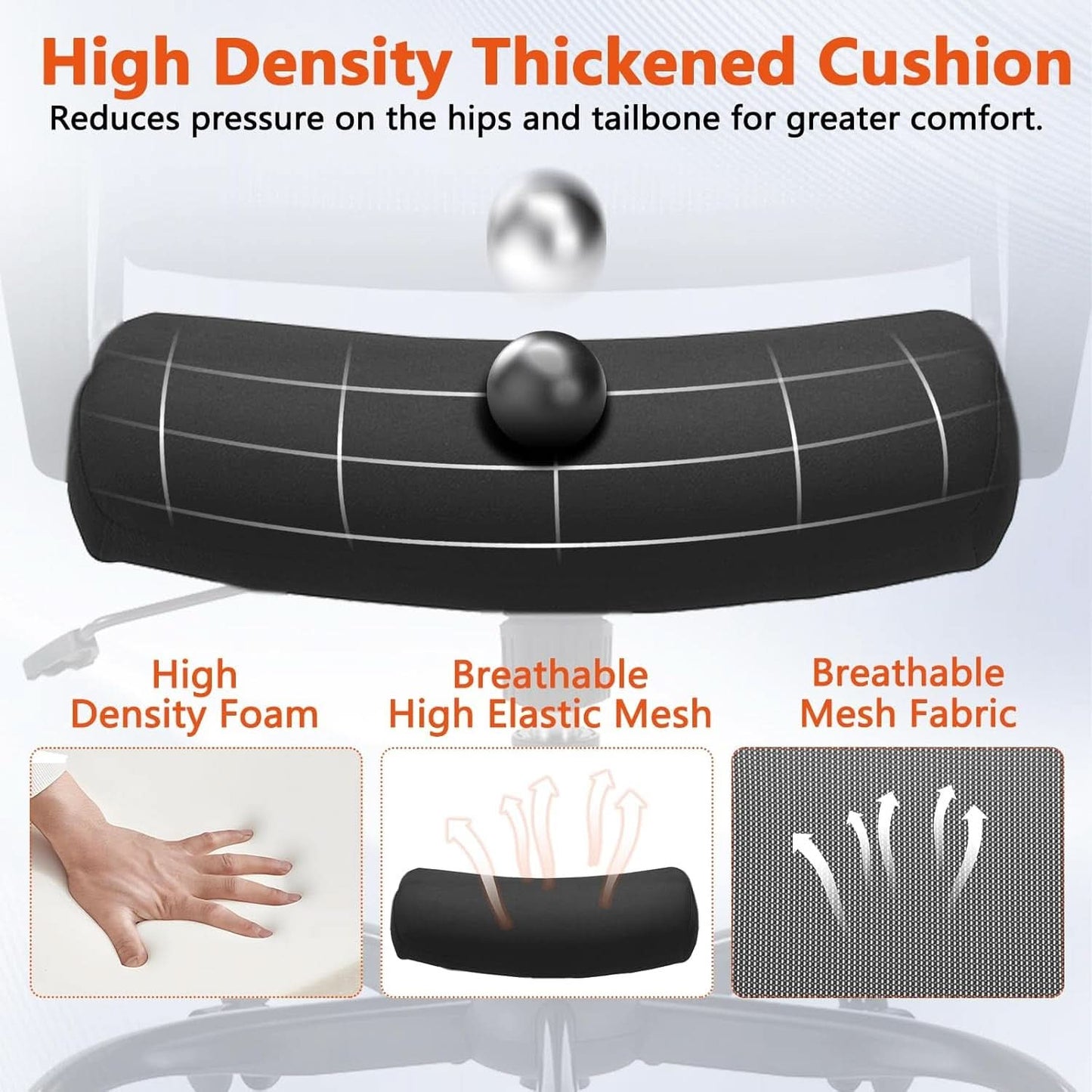Ergonomic Black Mesh Office Chairs 4 Pack Lumbar Support