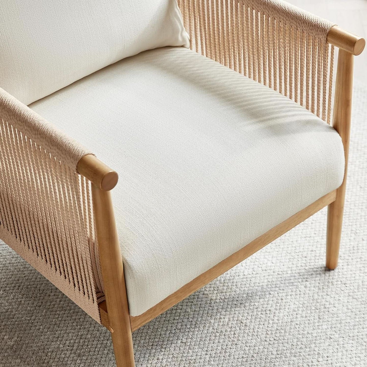 Cream Braided Accent Chairs Set Of 2 For Living Room