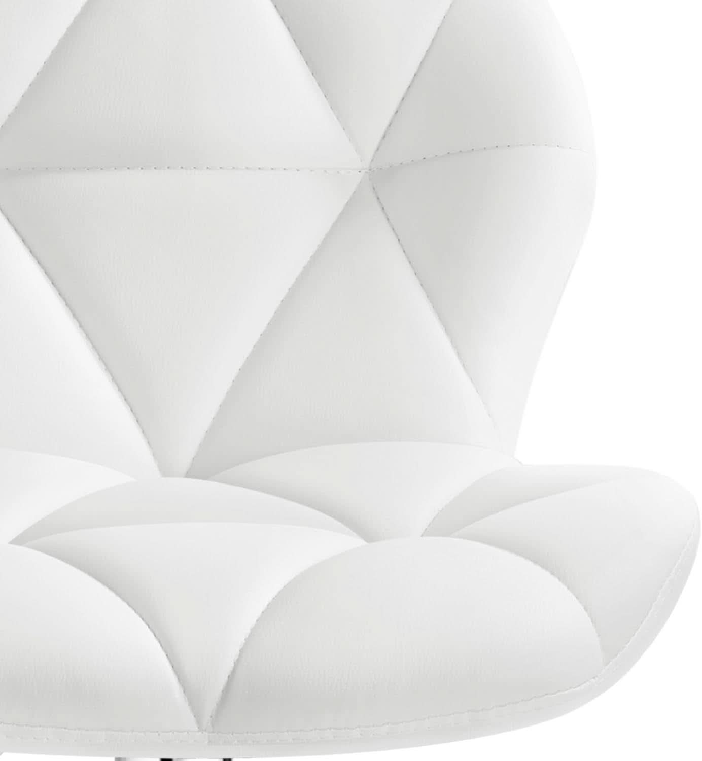 Pair Of White PU Leather Height Adjustable Bar Stools