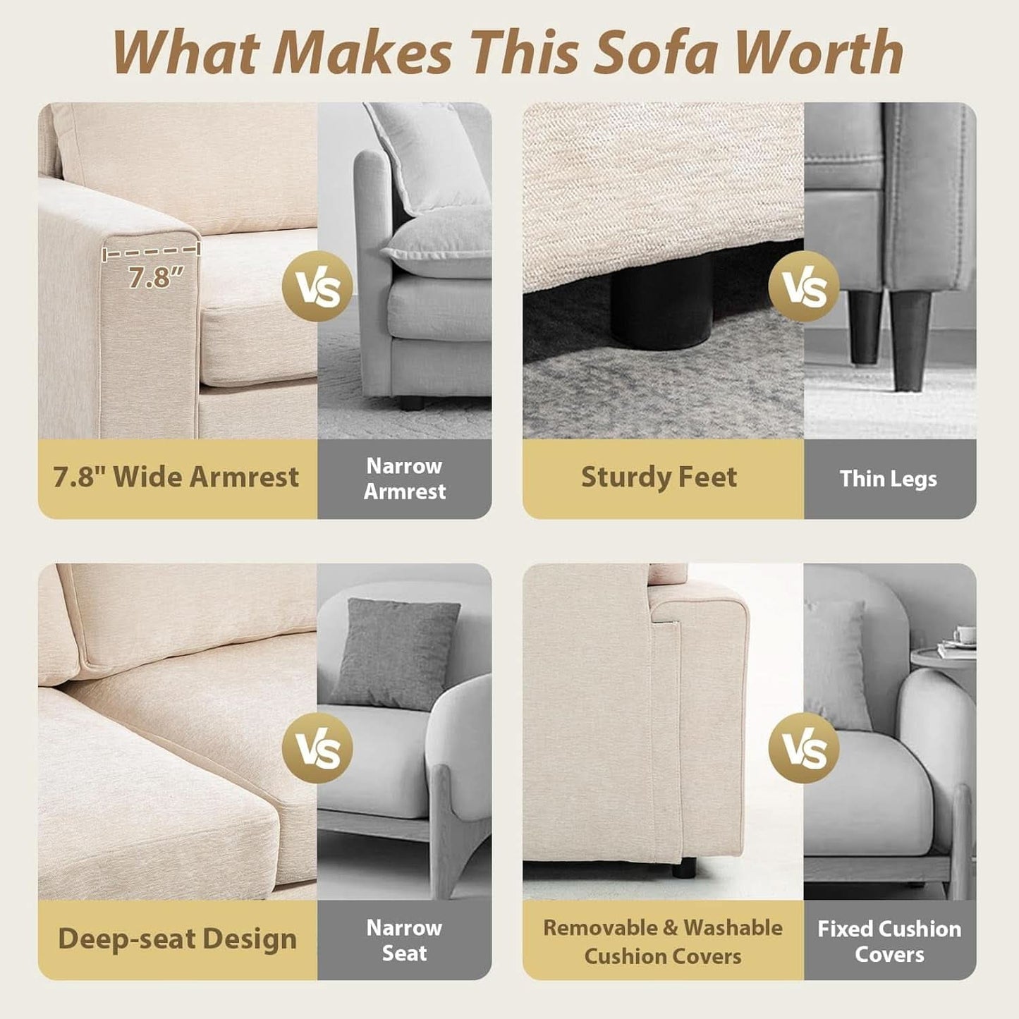 Seventy One Inch Beige Chenille Modular Sofa Collection