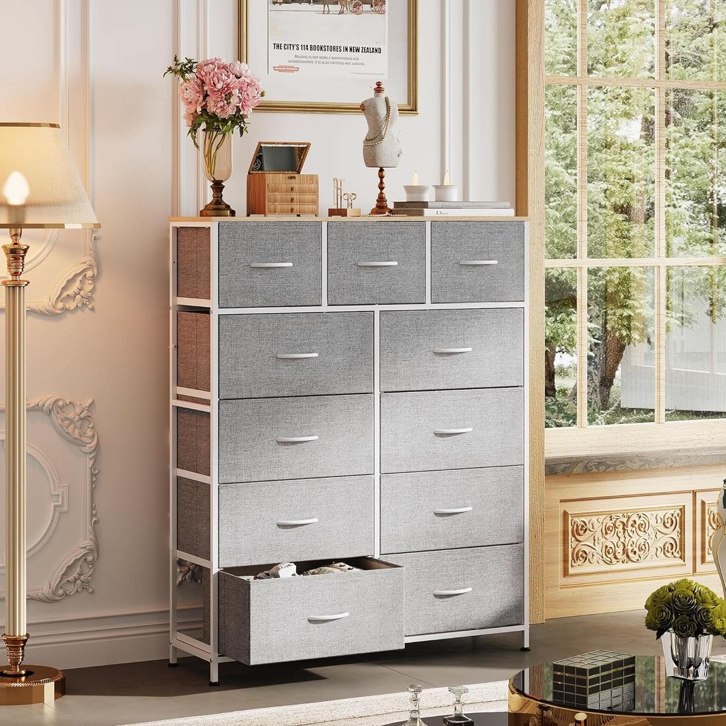 Tall Fabric Dresser Storage Tower With 11 Deep Drawers