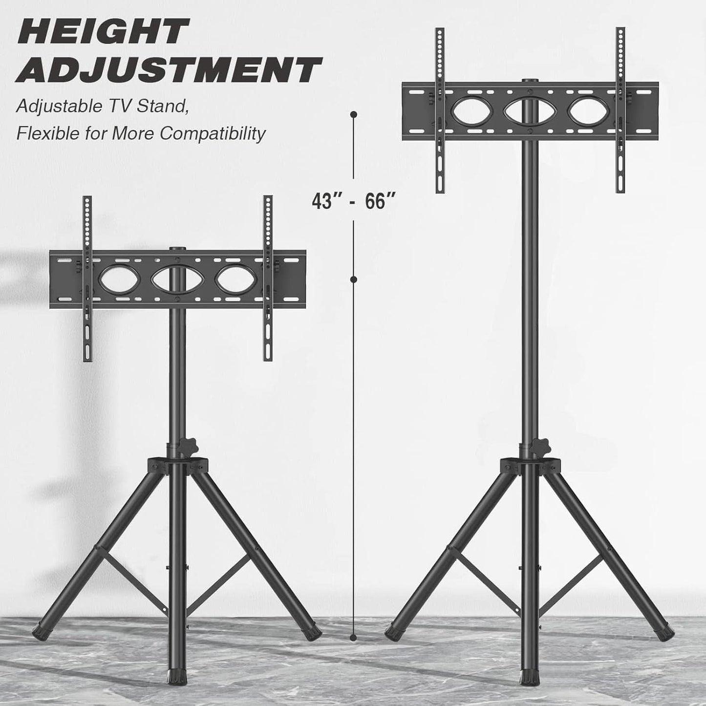 Tripod TV Stand For 23-75 Inch TVs Tilt 15 Degrees