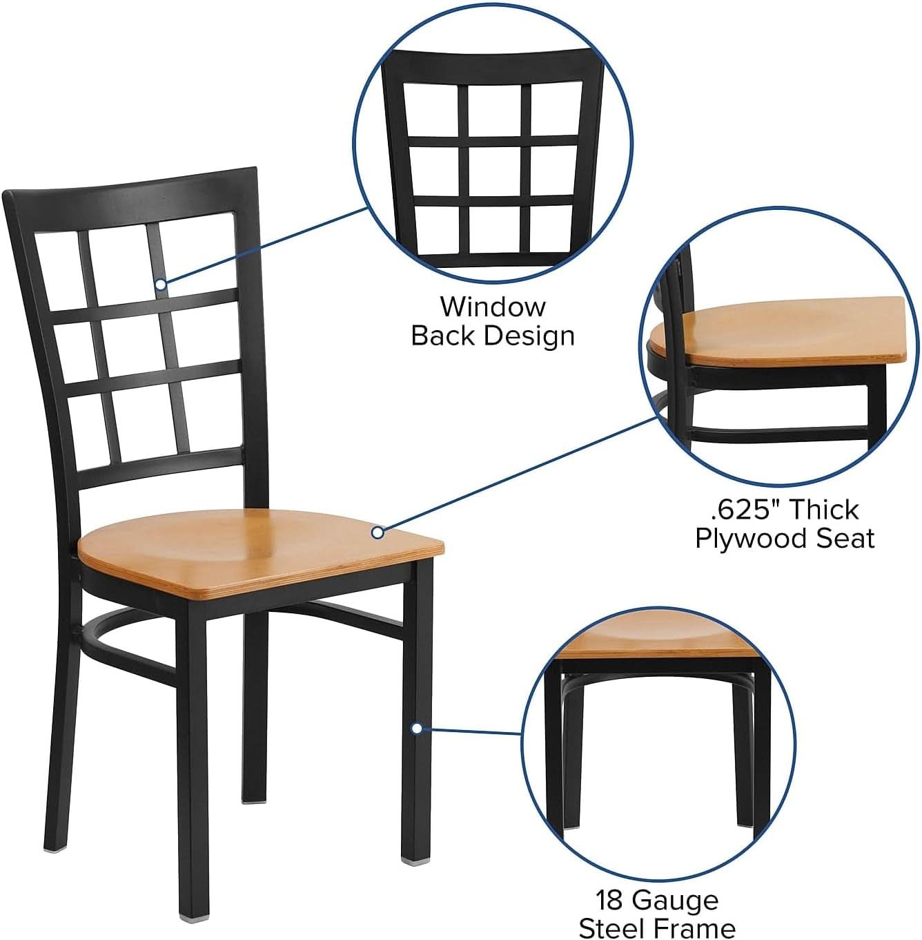 Hercules Series Black Metal Restaurant Chair With Wood Seat