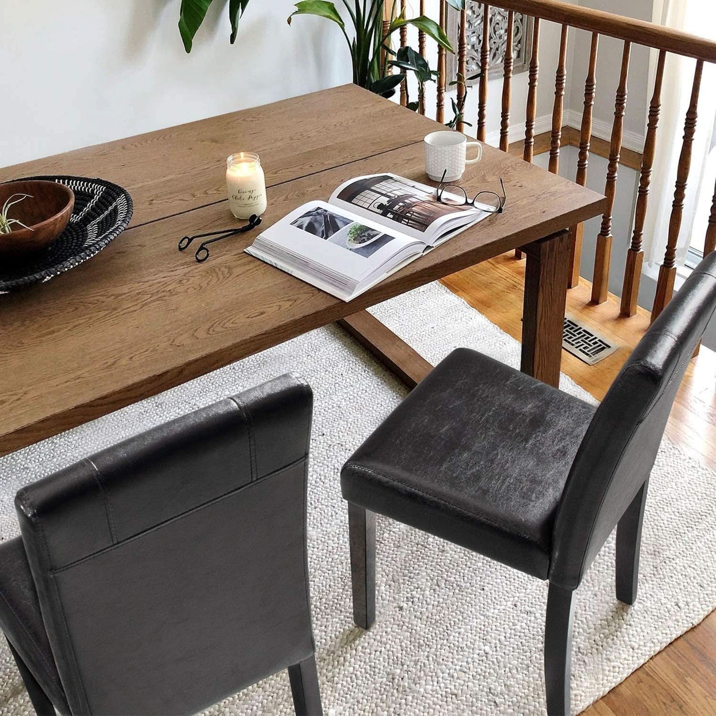 PU Leather Dining Chairs Black Set of 4 Modern Comfort