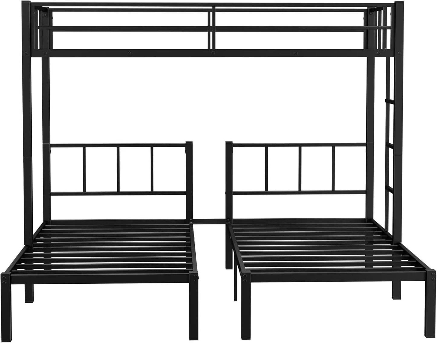 Triple Bunk Bed For Three Kids Built In Desk Black