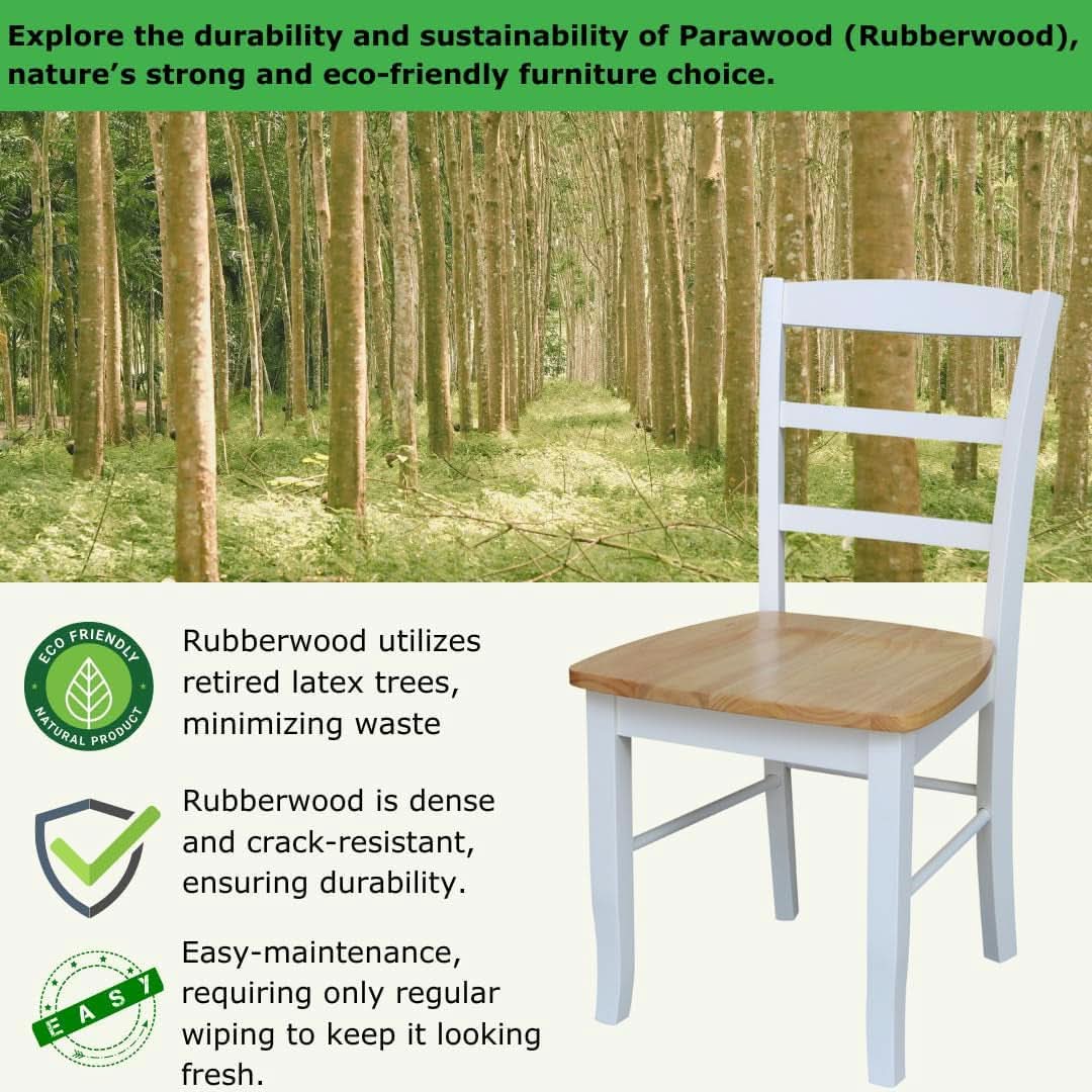 Madrid Ladderback Dining Chairs Parawood Construction White Natural