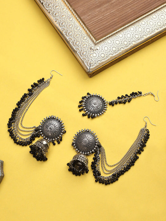 Cardinal Black Oxidised Maang Tikka Set