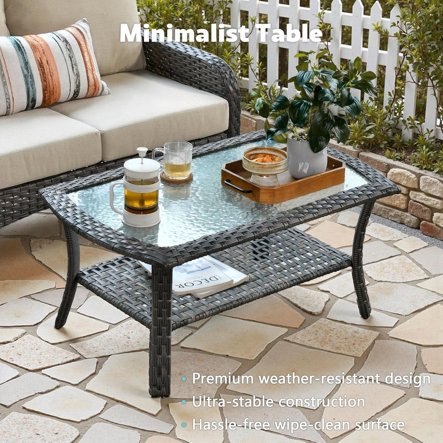 All Weather Wicker Patio Furniture Set with Cushions