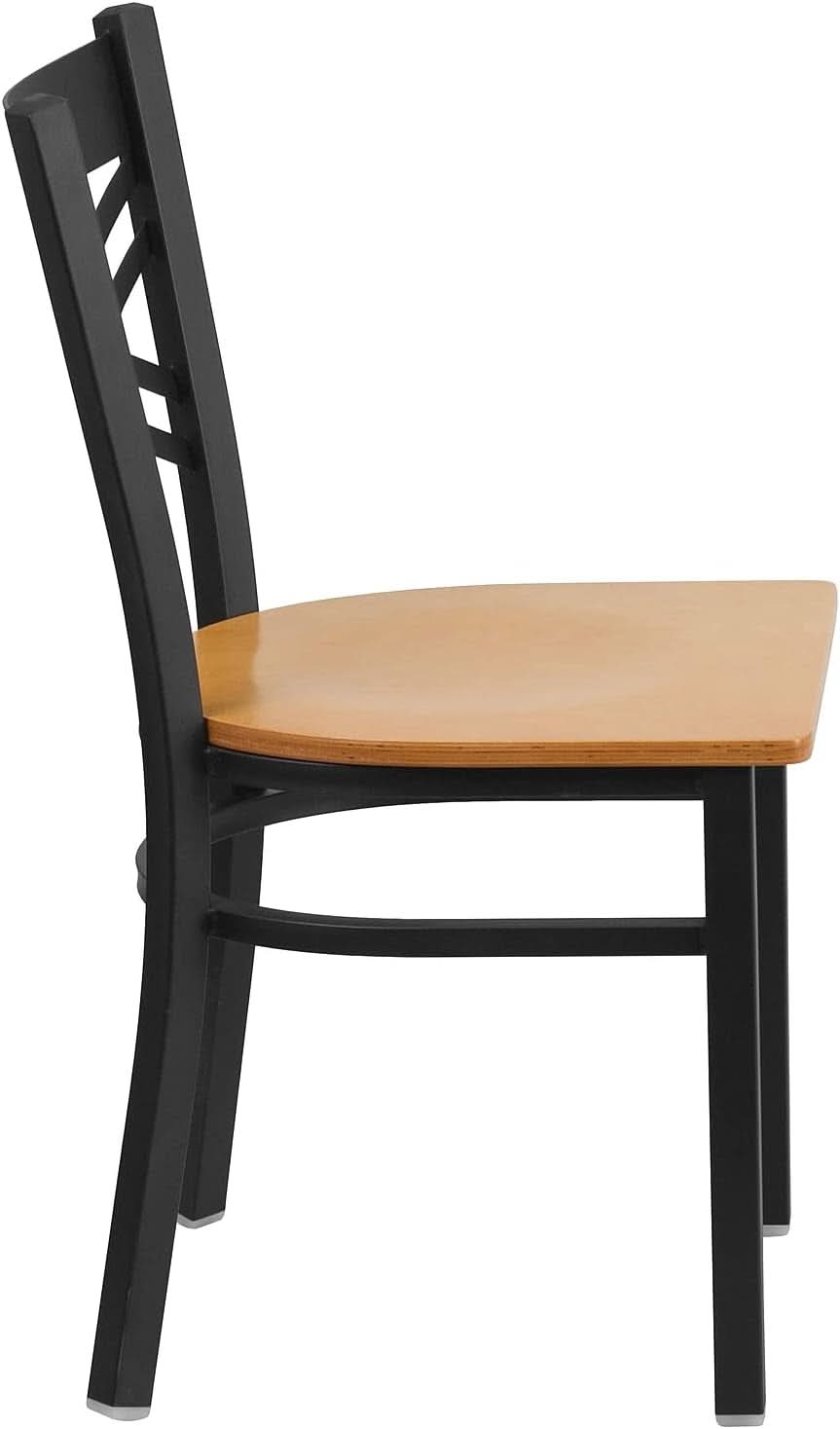 Two Pack Hercules Series Black X Back Metal Dining Chairs With Natural Wood Seats