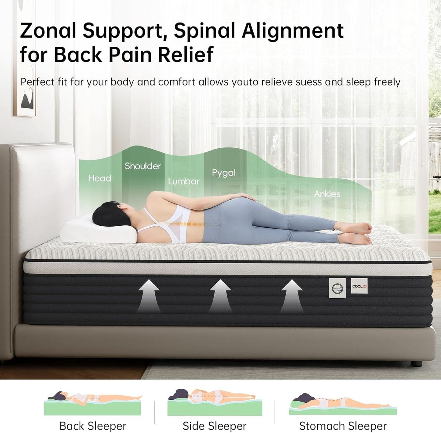 Twin Pressure Relief Memory Foam Hybrid Mattress Pocketed