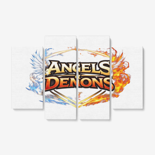 QE Angels & Demons 4 Piece Canvas Wall Art for Living Room - Framed Ready to Hang 4x12"x32