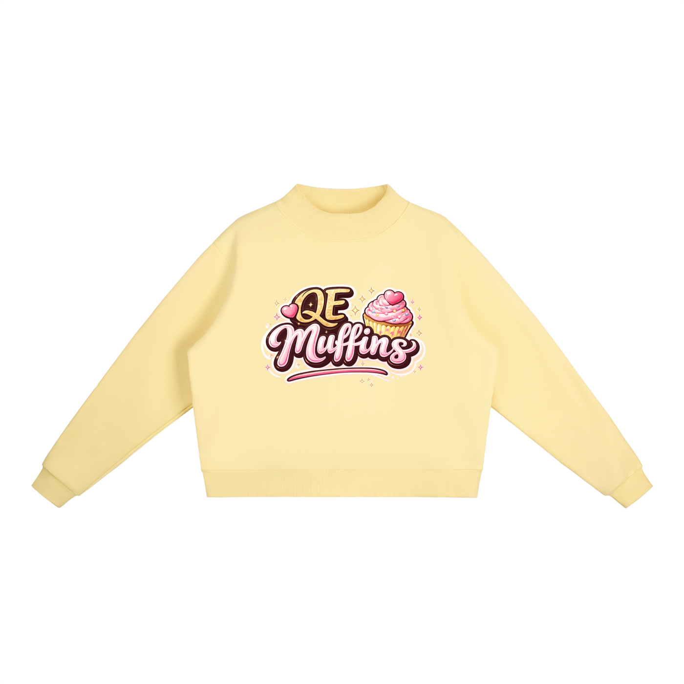 QE Muffins Essential Fleece Mock-Neck Crew Sweatshirt