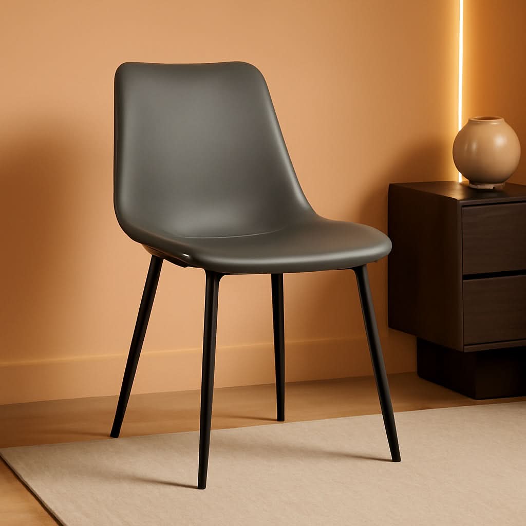 Monte Dining Chair Gray Faux Leather Upholstered Model