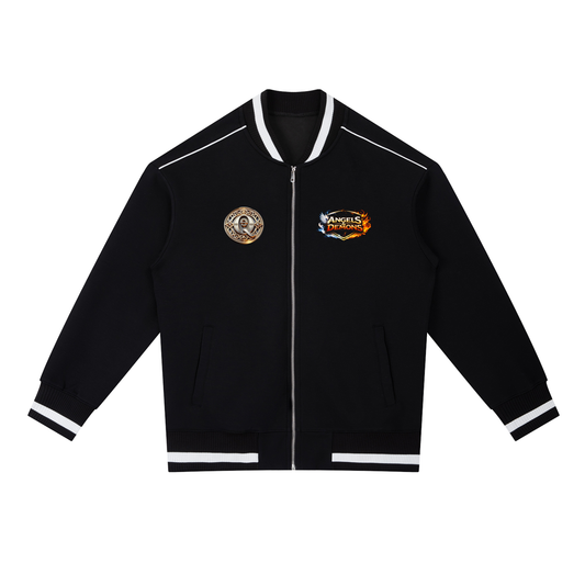 QE Angels & Demons Contrast Piping Zip Bomber Jacket