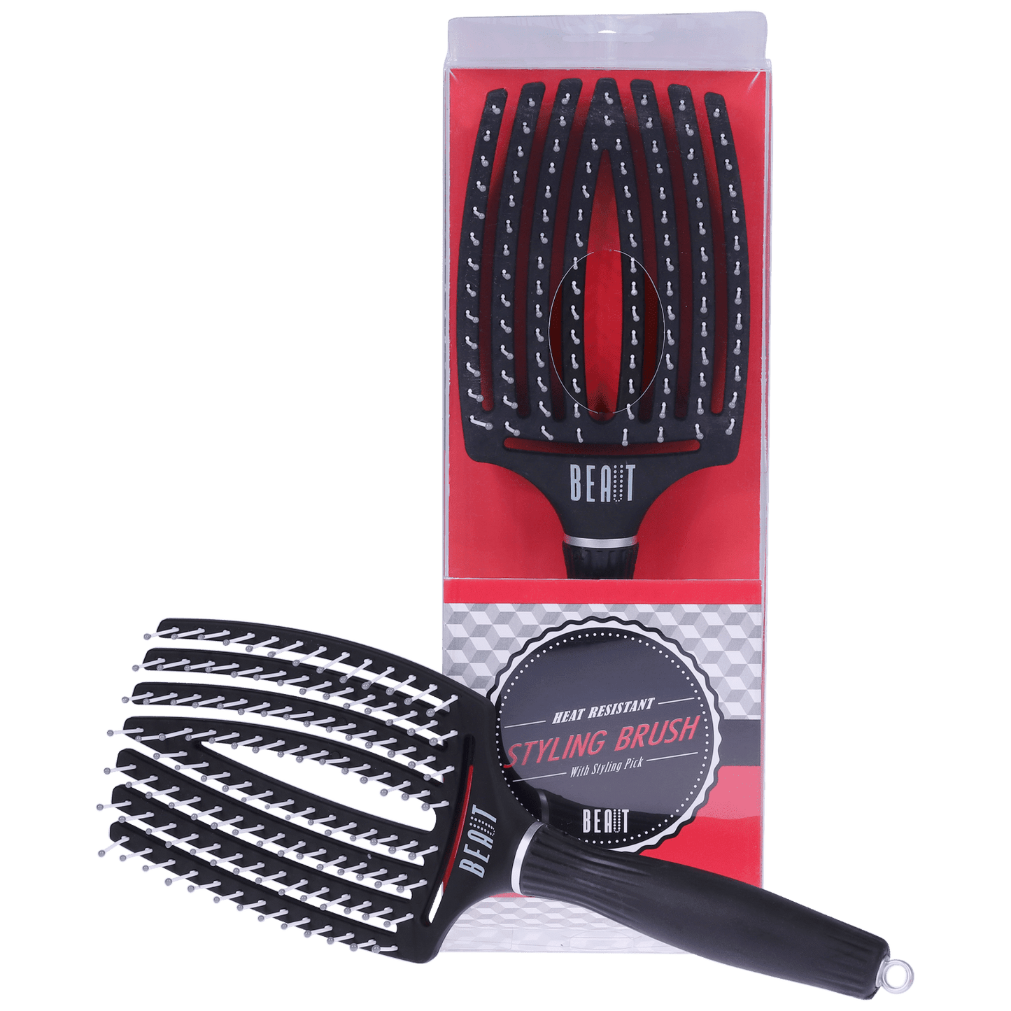 BEAUT Heat Resistant Stylilng Brush w/styling Pick