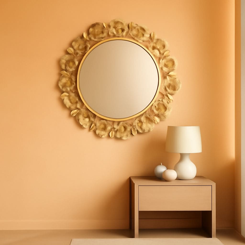 Round Wall Mirror 30.5 Inch Iron Eden Gold For Living Room