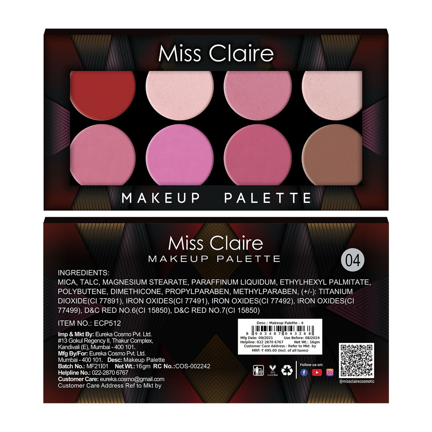 Miss Claire Makeup Palette - 4
