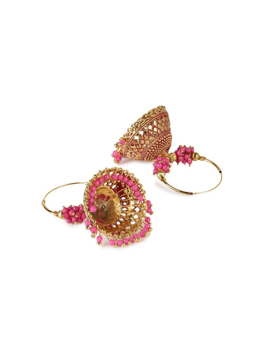 Gold-Polished Alloy Hoop And Jhumki Earrings - The Pari