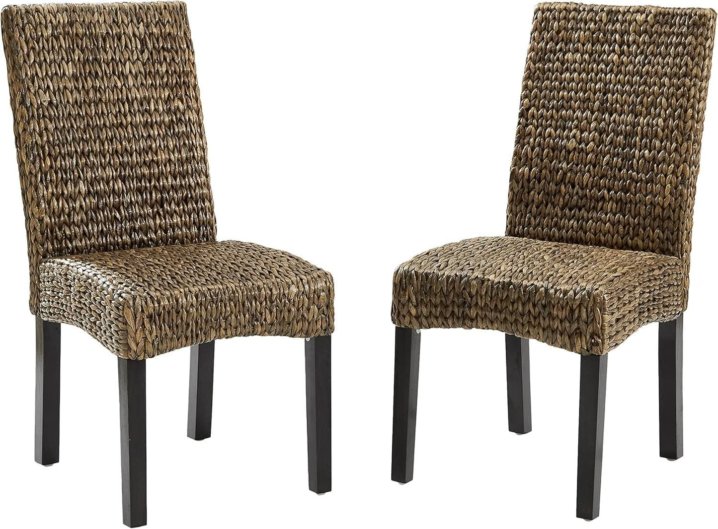 Edgewater Handwoven Rattan Dining Chairs Set Of 2 Seagrass
