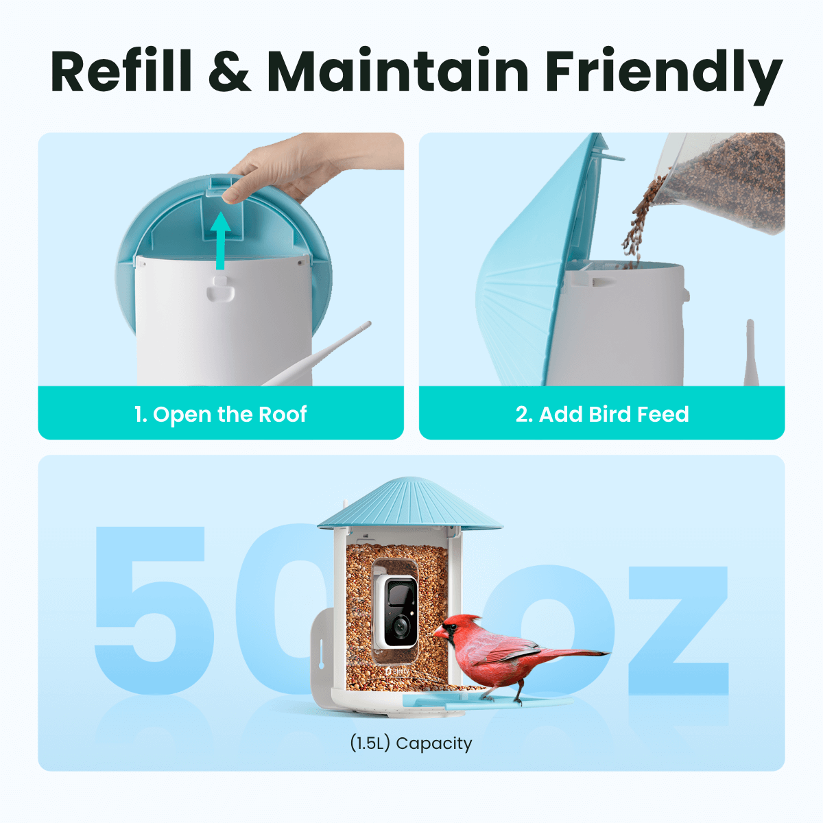 Birdfy Feeder with Solar Panel - Solar-Powered Smart Bird Feeder with Camera