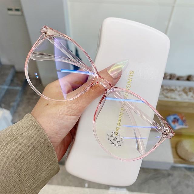 Black Fashion Anti Blue Light Transparent Computer Glasses Lightweight Frames  For Women Men Round Eyewear Round Women Optical Eyewear Frames Vintage Cat Eye