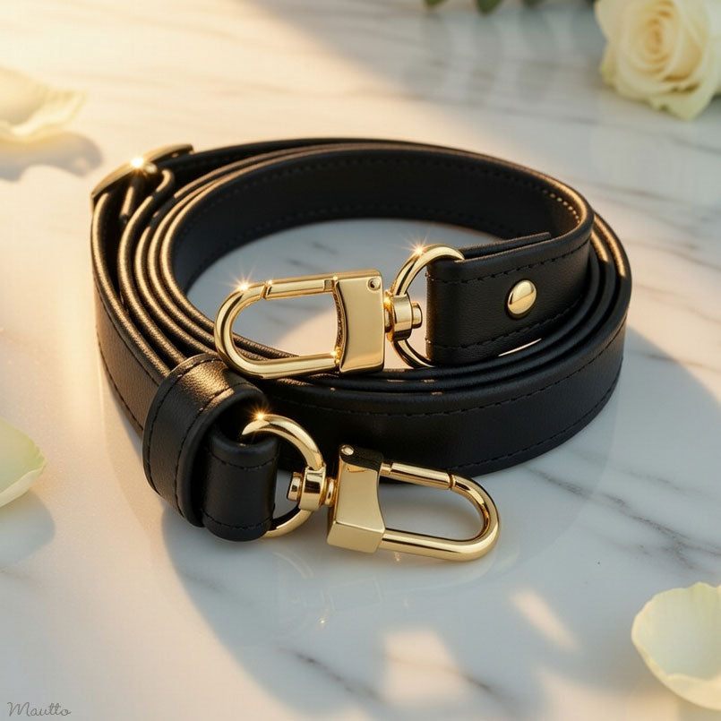 Black Adjustable Leather Strap for LV Speedy, Noe, Metis, Trevi, etc - Standard 3/4 inch (19mm) Wide