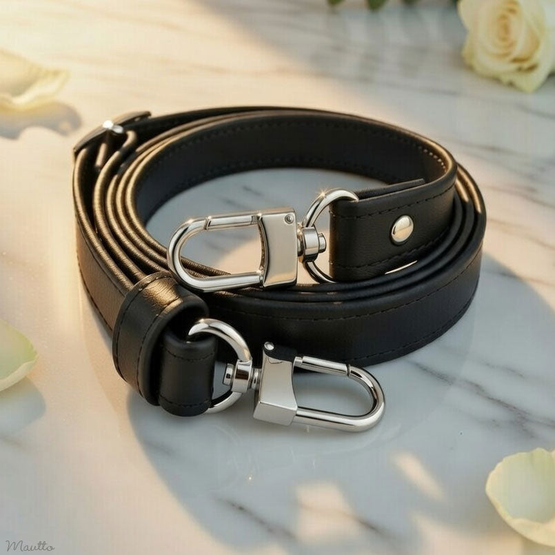 Black Adjustable Leather Strap for LV Speedy, Noe, Metis, Trevi, etc - Standard 3/4 inch (19mm) Wide