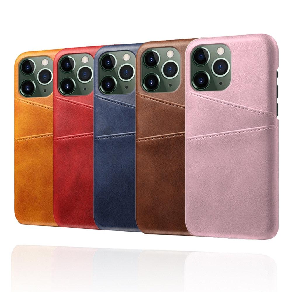 Black Luxury Men Card Holder Case for iPhone Business Classic Leather Wallet Case for iphone 12 13 14 Pro Max Phone Cover PU Leather Wallet Case with Card Pockets Back Cover