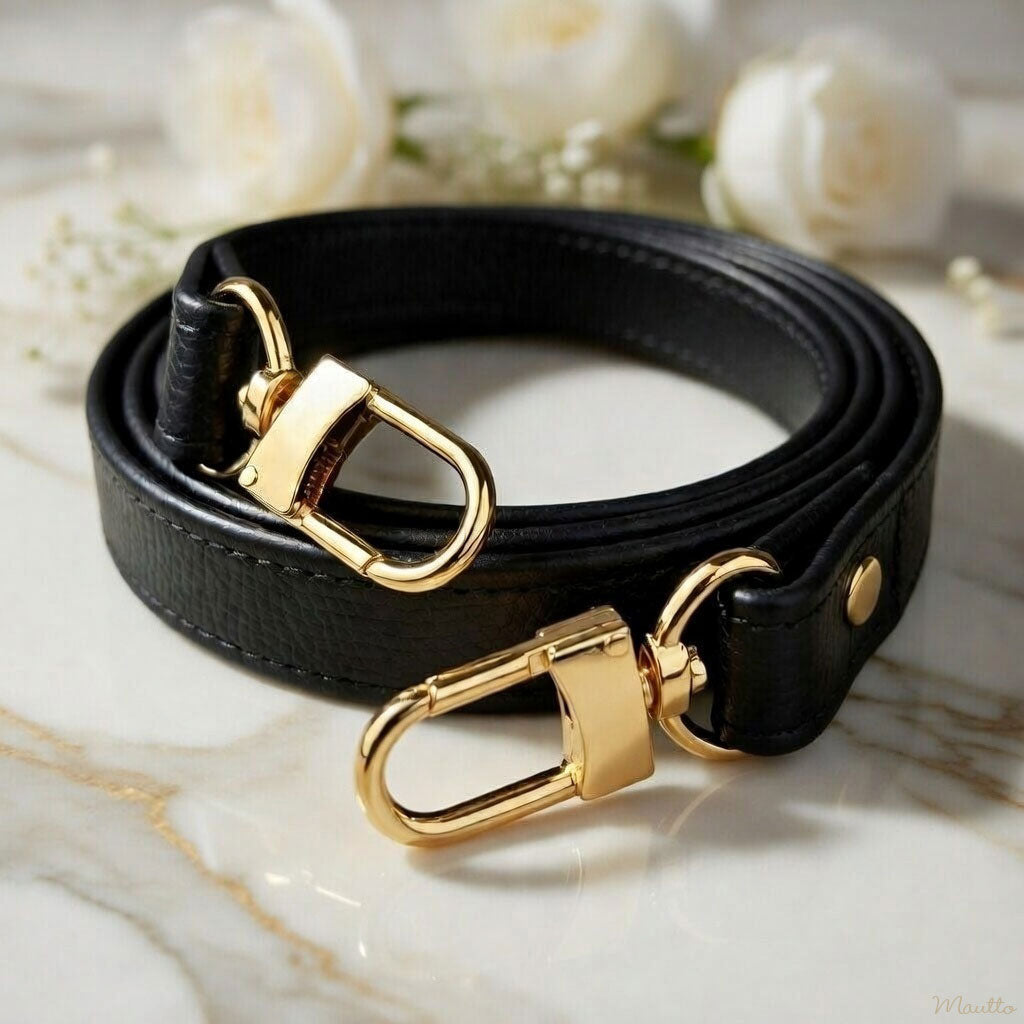 Black Pebble Leather Strap - 3/4 inch Wide (19mm) - Short Shoulder to Crossbody Lengths - Customize Your Strap