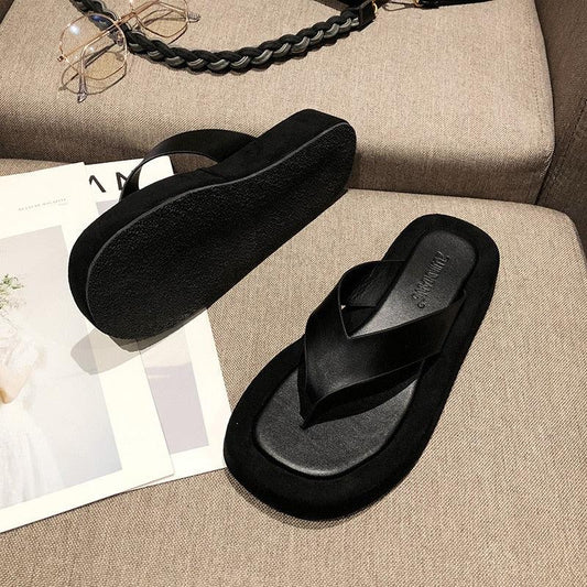 Black White Thick Bottom Flip Flops