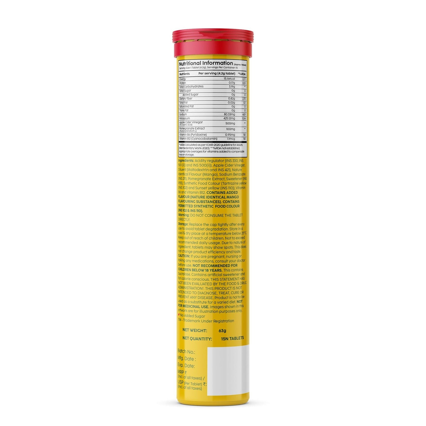 PLIX The Plant Fix Apple Cider Vinegar Effervescent Tablets with Mother - Mango