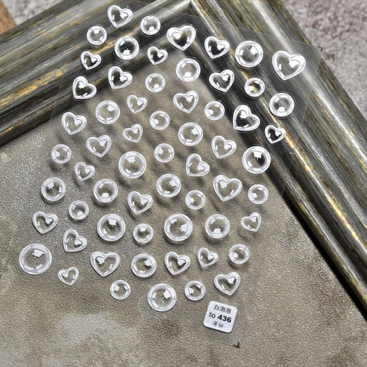 Bubble Cute Black Red Hearts Nail Stickers Nail Art Decorations Nail Decals Design Self-Adhesive 3D Wave Design Decoration for Women Girls Adhesive Striping Tape Nail Art Stickers