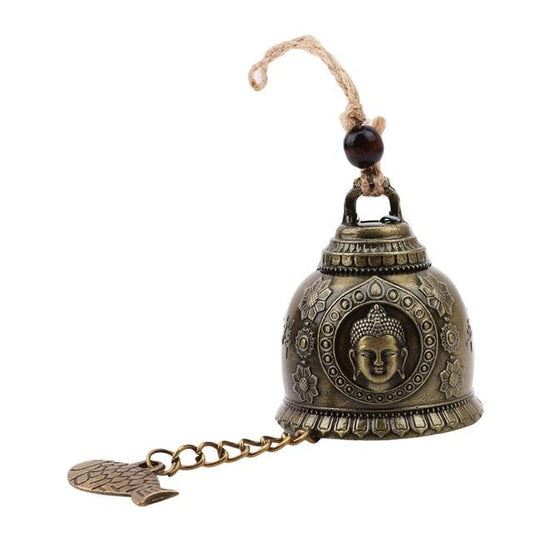 Buddha Statue Pattern Bell Blessing Feng Shui Hanging Ornament Wind Chime For Good Luck Fortune Home Car Hanging Decor Gift Crafts