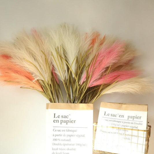 Bulrush Artificial Pampas Grass Phragmites 100cm Popular Natural Dried Small Pampas Grass For Wedding Flower Bunch Floor Vase Filler for Living Room Kitchen Decor