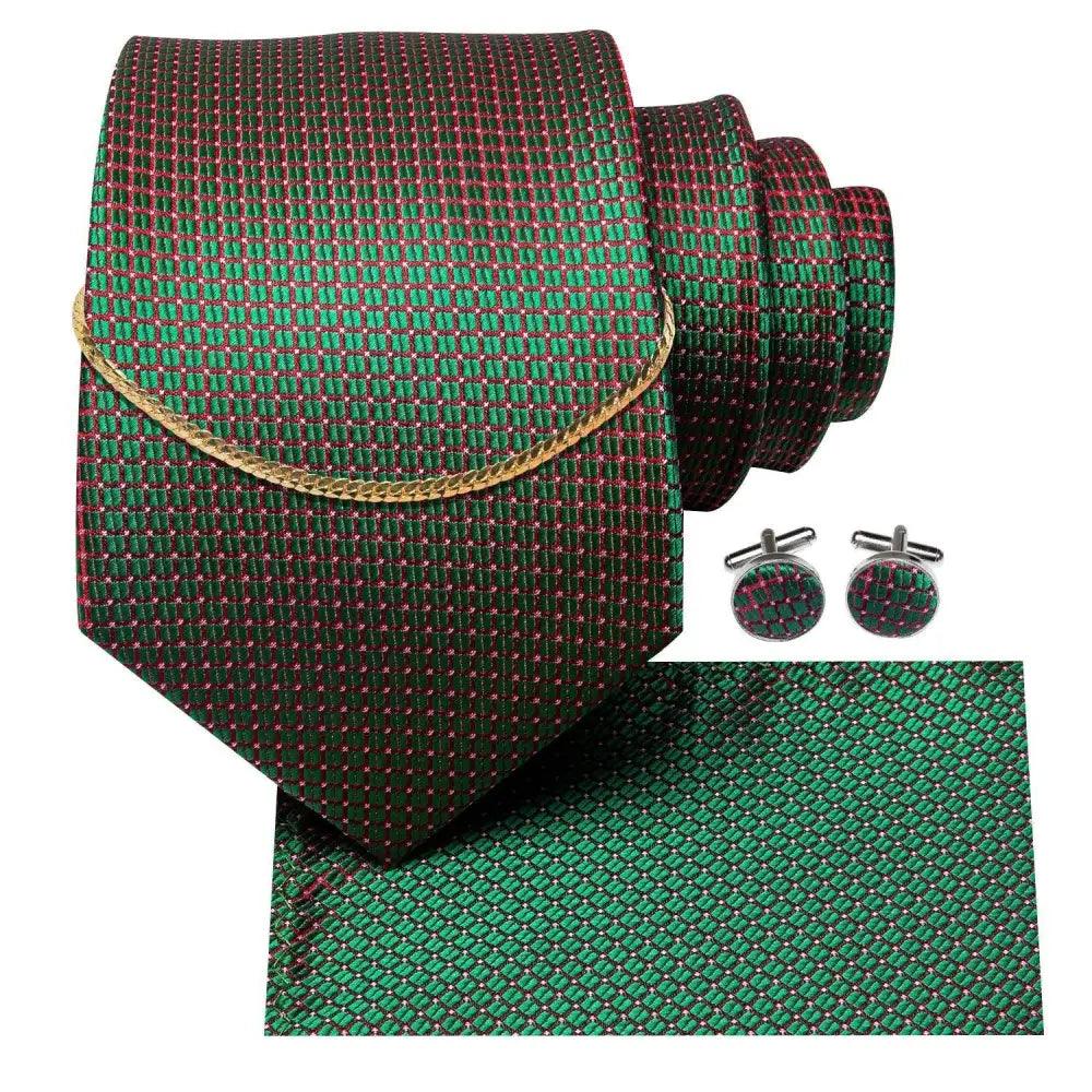 Business Silk Necktie Chain Classic Tie Square Handkerchief Elegant Cufflink Set