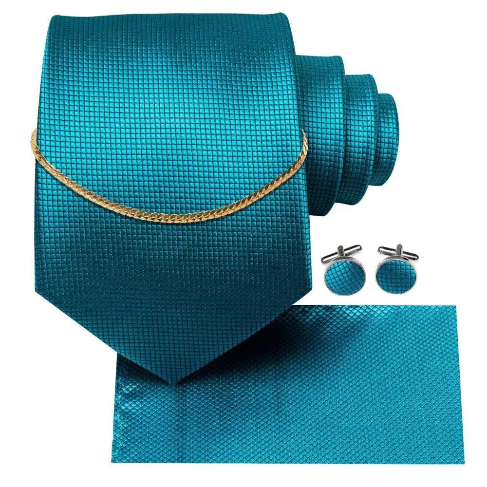Business Silk Necktie Chain Classic Tie Square Handkerchief Elegant Cufflink Set