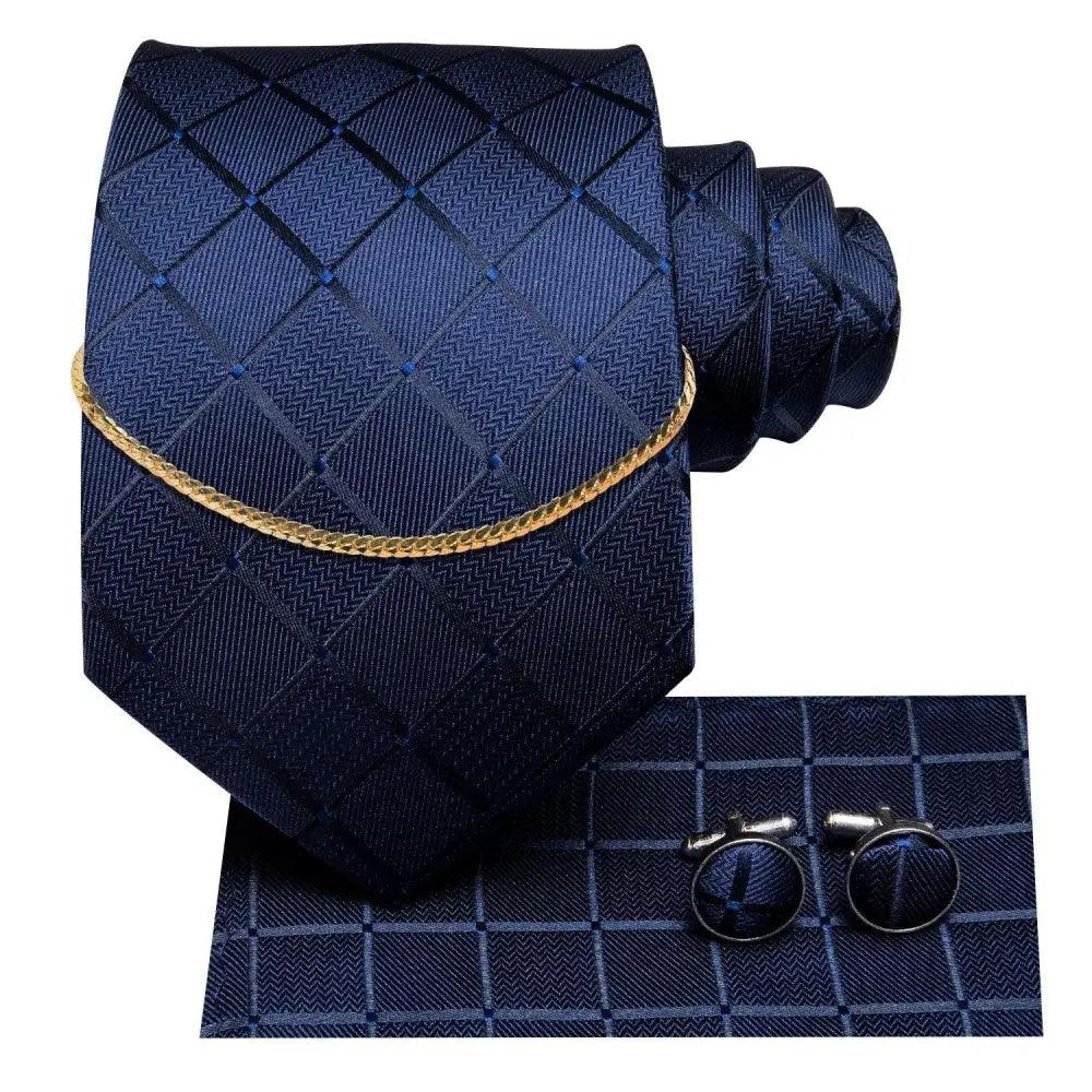 Business Silk Necktie Chain Classic Tie Square Handkerchief Elegant Cufflink Set