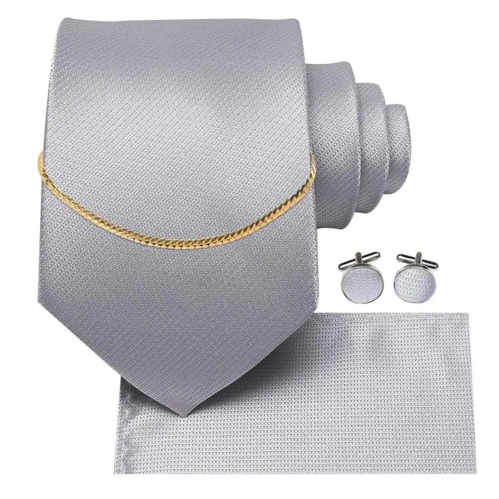 Business Silk Necktie Chain Classic Tie Square Handkerchief Elegant Cufflink Set